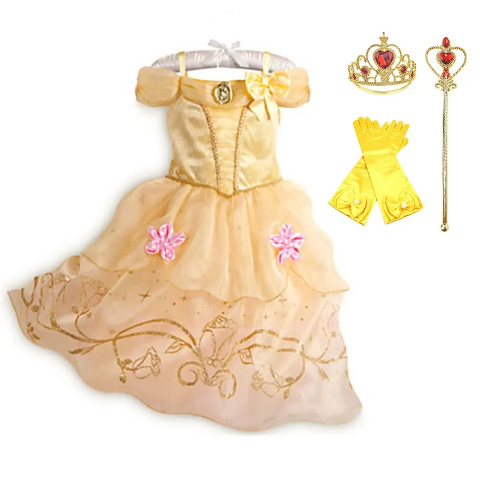 Childrens Princess Costume Party Fancy Flowers Vestido 2024 Christmas Birthday Carnival Dress up Long Haired Beauty Frog 250318