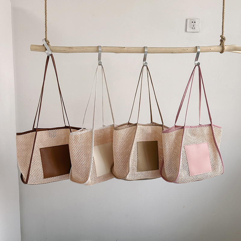 Straw bag women's bag Fashion beach bag summer new large capacity woven bag simple casual shoulder bag