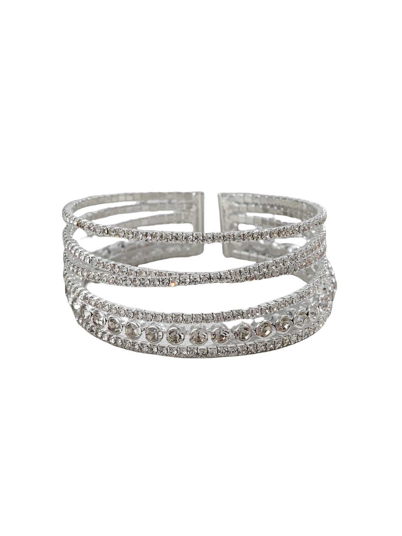 Choucong Brand Ins Top Sell Bride Bangle Sparkling Elegant Luxury Jewelry 925 Silver Fill Rhinestone Crystal Party Women Wedding Elastic Wedding Brace