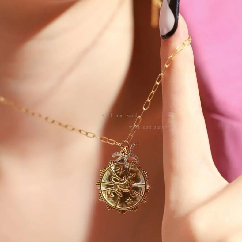 18k Gold Designer Necklaces Set 12 Horoscope Zodiac Sign Necklace Designer Opal Moon Charm Woman Girls Gold Chain Cubic Zirconia CZ Jewelry Valentine 