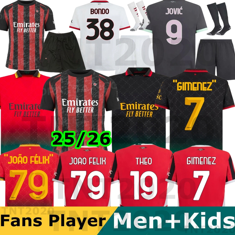 REIJNDERS 24 25 soccer jerseys milans DE KETELAERE RAFA LEAO football shirt fourth 4th men kids kit uniforms 2025 JOAO FELIX PULISIC LOFTUS-CHEEK THEO GIMENEZ