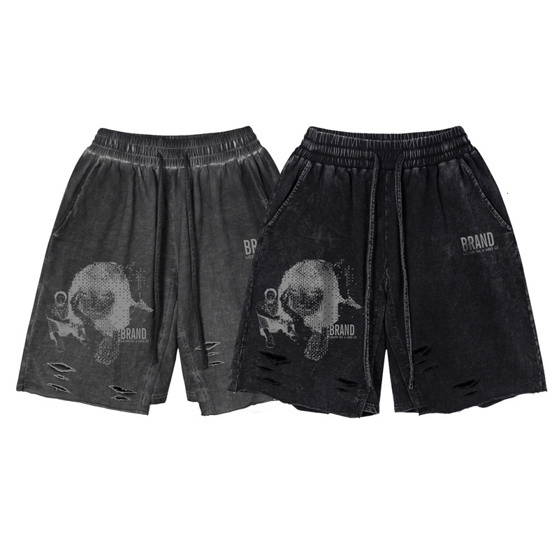 2025S Fashion Designer Loose Straight Leg Men S Versatile Ripped Five Quarter Pants Summer New Style Washed And Worn Trendy Brand Shorts For Men