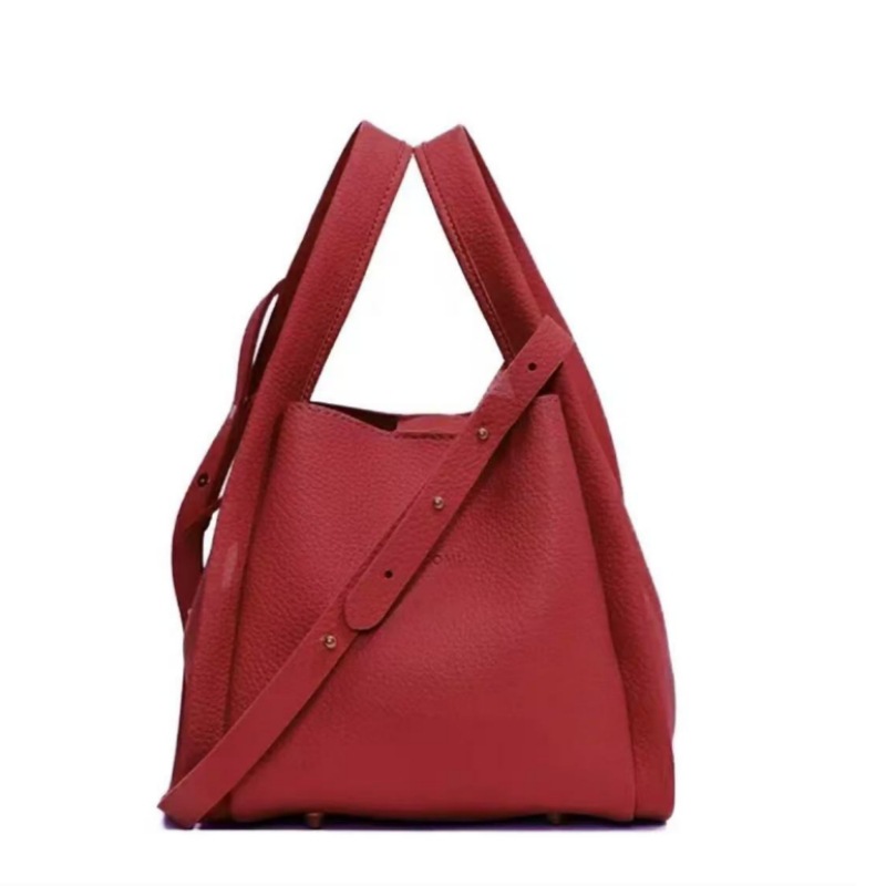 Litchi grain child female bucket bag new style of women's bag simple shoulder bag portable vegetable basket bag 2025s hot