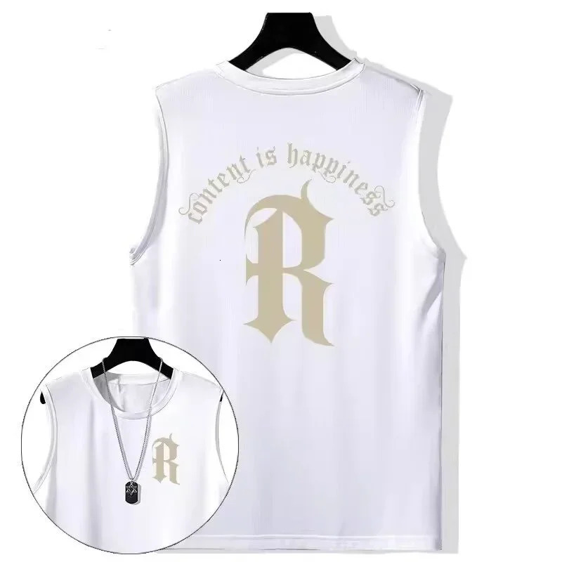 Summer letter printing mens vest hip-hop fashion sleeveless T-shirt Y2K street clothing oversized top retro vest clothing 250318