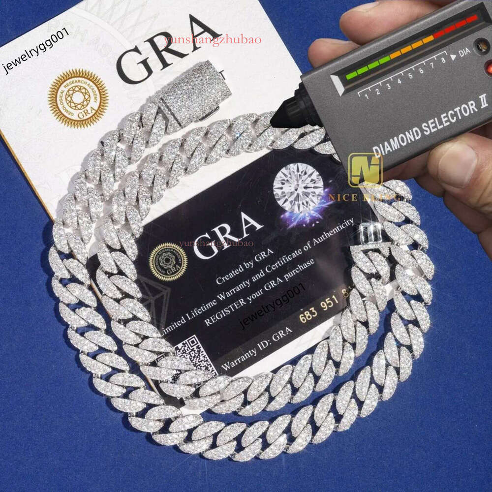 fashion pendant jewelry iced out hip hop miami k chains men women sier 15mm wide round shape vvs moissanite cuban necklaces and bracelets