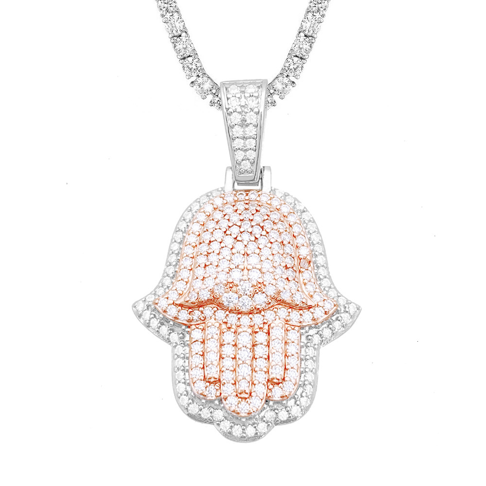Hiphop Jewelry 925 Silver Moissanite Pendant Hiphop Two Color Palm Pendant Trendy