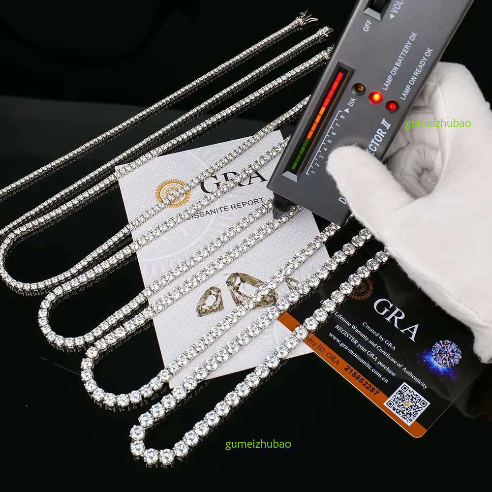 Custom Hiphop Jewlery Men 2-6mm Iced Sterg Sier Vvs Dia Mossanite Moissanite Tennis Chain Necklace with Certificate
