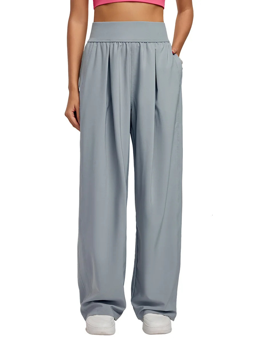 Spring and summer straight and wide leg pants for women high waisted weight loss sports leggings breathable and loose casual yoga pants 250320