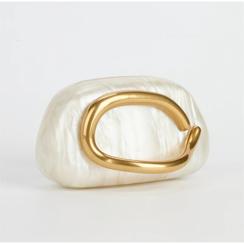 Gold Handle Closure Box Clutch 2025 Lady Shell Bag Fashion Wedding Evening Clutch High-end y Gold Chain Shoulder Bag 250318