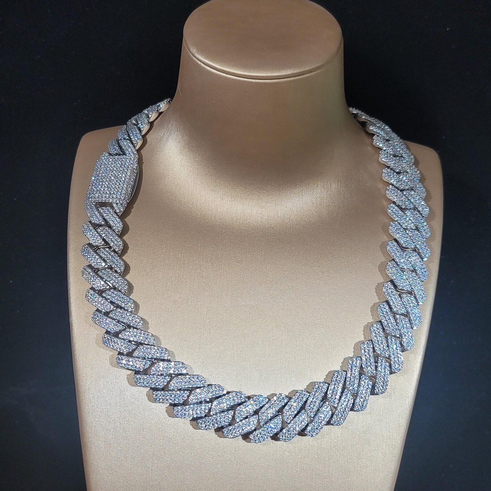 necklace moissanite chain cuban link bracelet designer jewelry rose gold 20mm Width 3 Row hop hip jewelry iced Out moissanite chain designer gift jewe