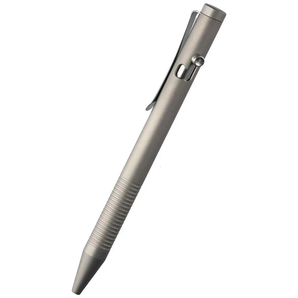 Grey Titanuim Alloy Bolt Action Pen Ballpoint Pen Easy Carry Daily Writing Use Pen Refillable Retractable Ballpoint Pens 250322
