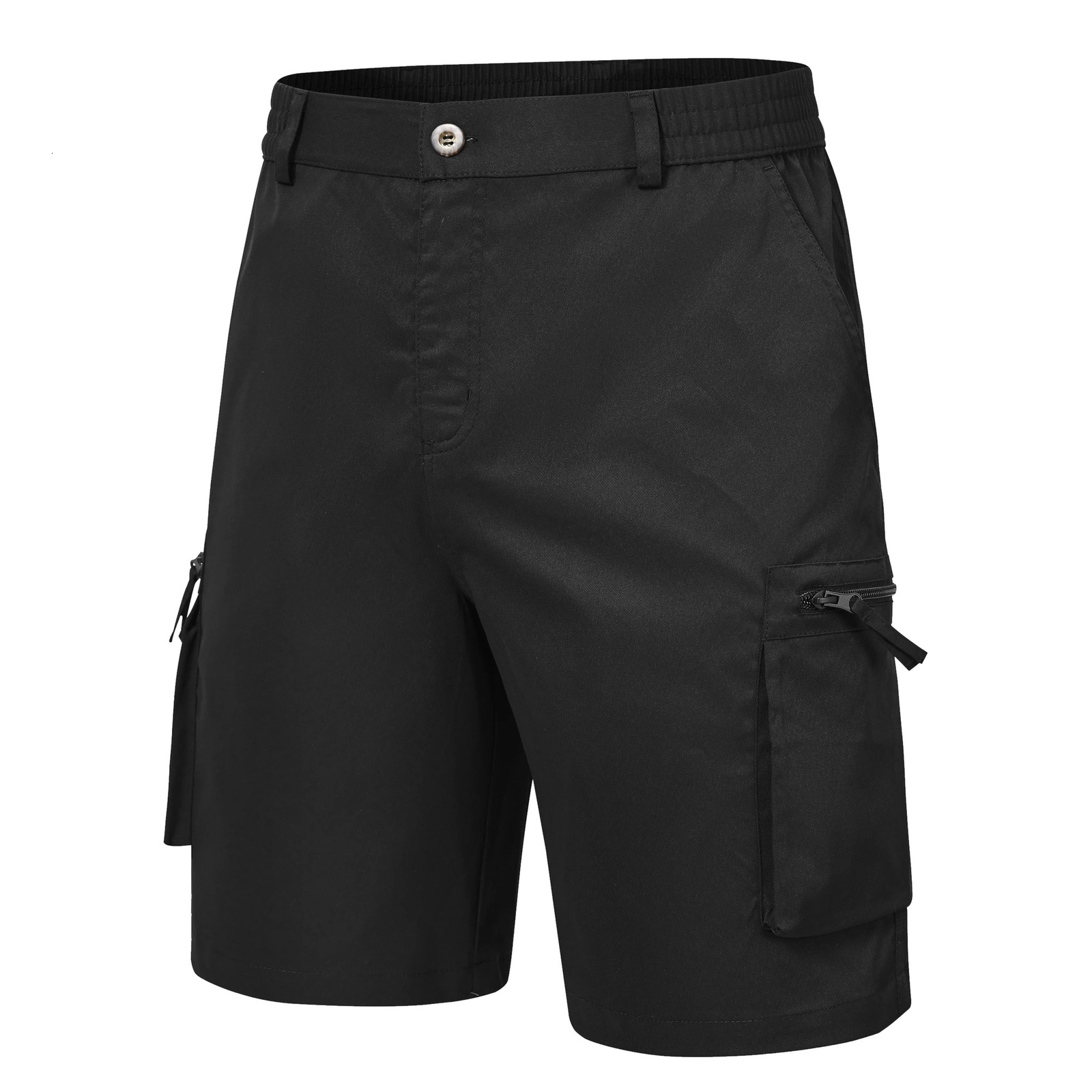 Mens summer breathable cargo shorts loose and casual elastic waist with multiple pockets suitable for outdoor sports and daily wear 250321