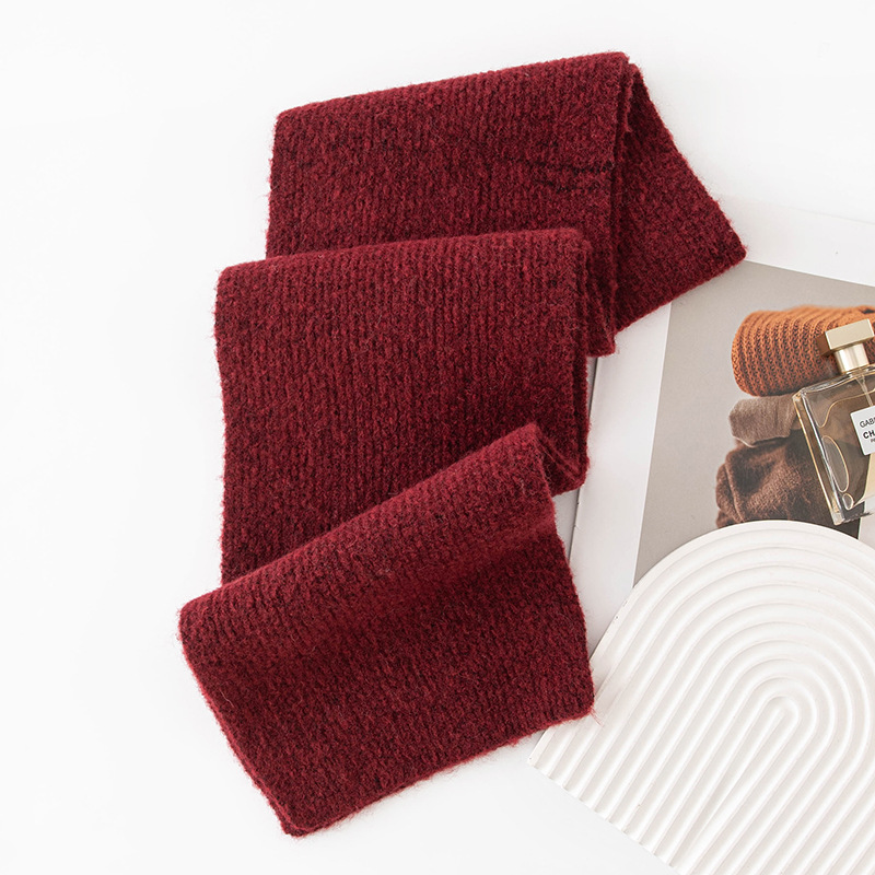 K211 Pure color wool scarf for women, high-end and versatile neck scarf, Maillard simple shawl, warm and thick cashmere feel