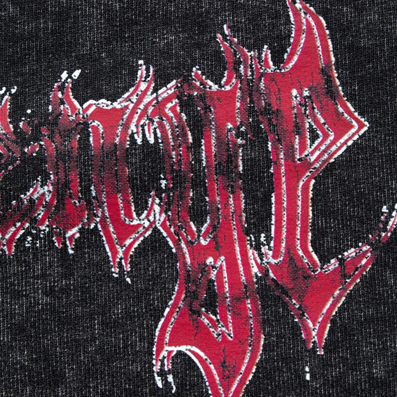 2025S Fashion Designer American Washed Shorts Men S Summer Devil Sickle Design Trendy Brand High Street Hooligan Handsome Five Quarter Pants