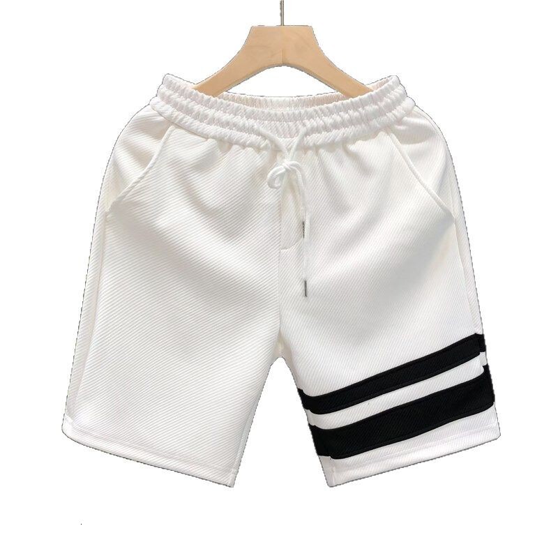 2025S Fashion Designer Trendy Striped Five Quarter Sport Pants Simple White Shorts Summer Thin Fit Men S Loose Beach Pants