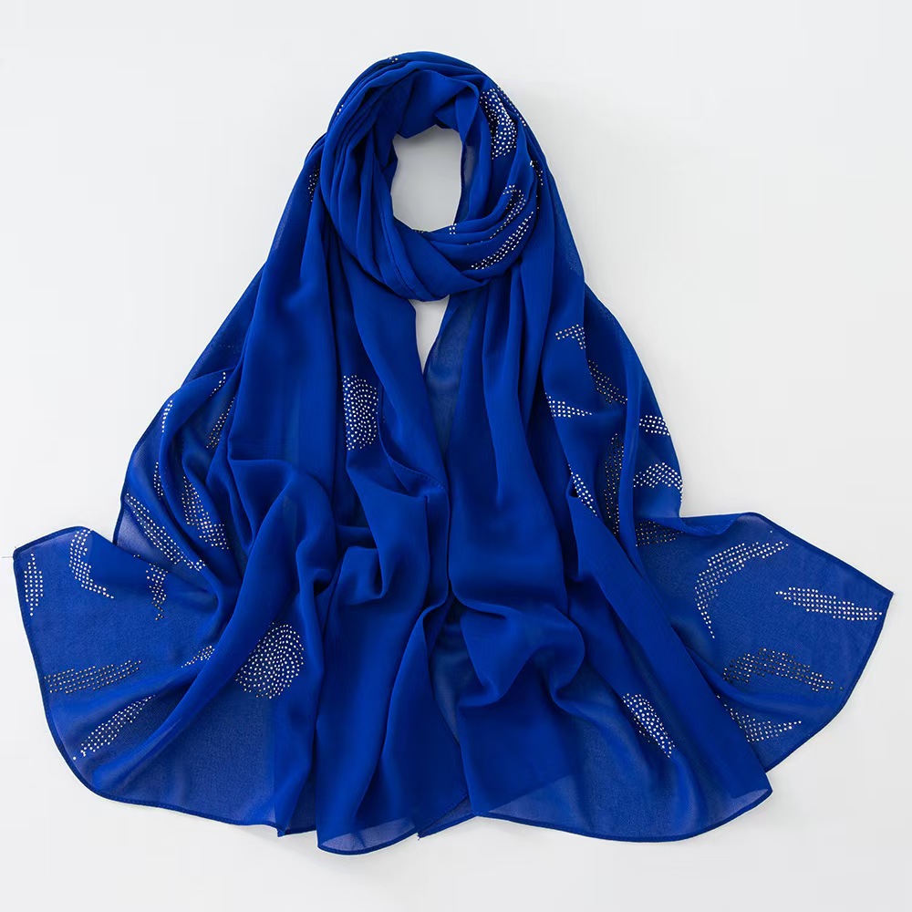 T340 new pearl chiffon hot diamond scarf four seasons long women's hood headscarf shawl