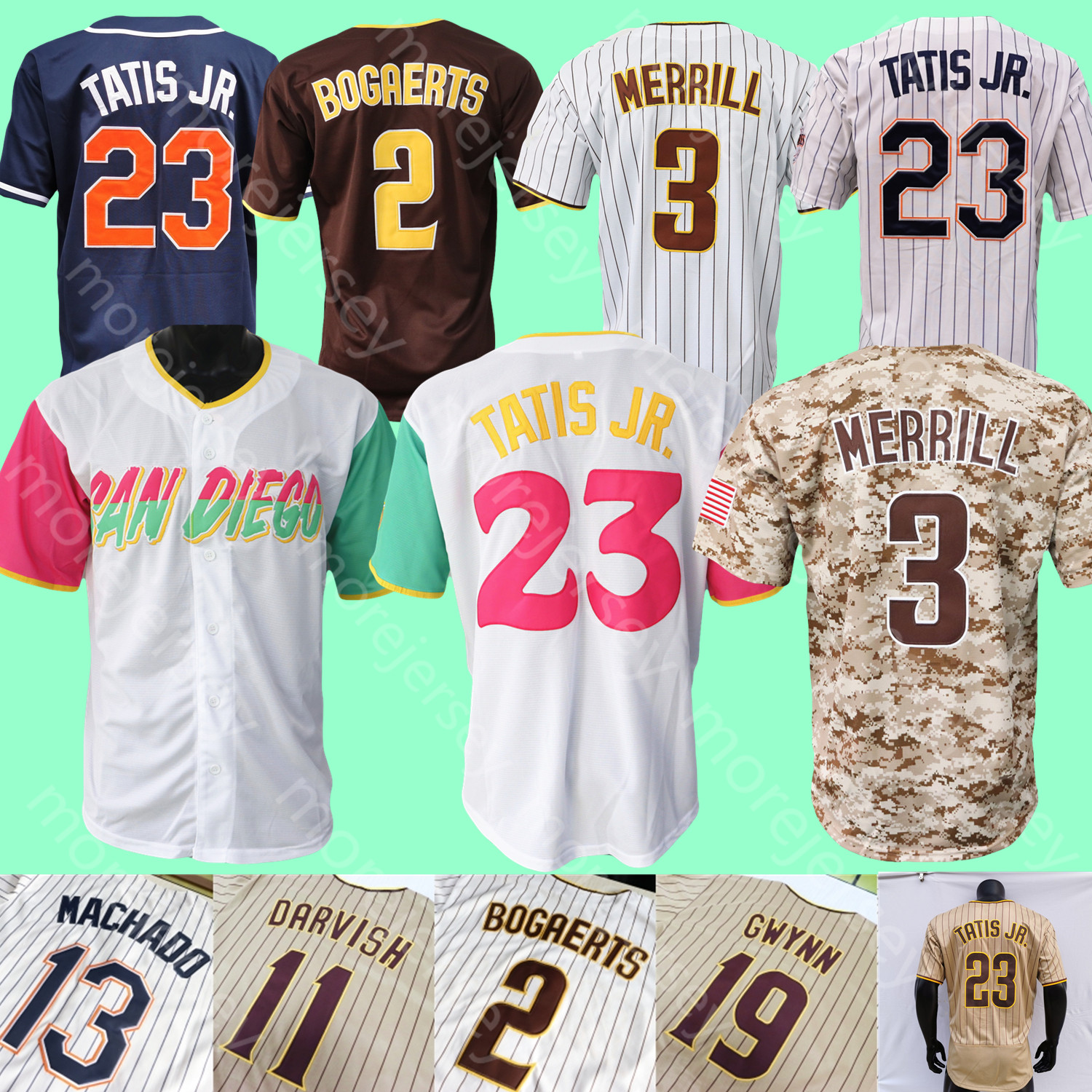Baseball Jersey Jackson Merrill Fernando Tatis Jr. Xander Bogaerts Dylan Cease Manny Machado Luis Arraez Musgrove Darvish Cronenworth Gwynn Diaz Salas Adam Youth