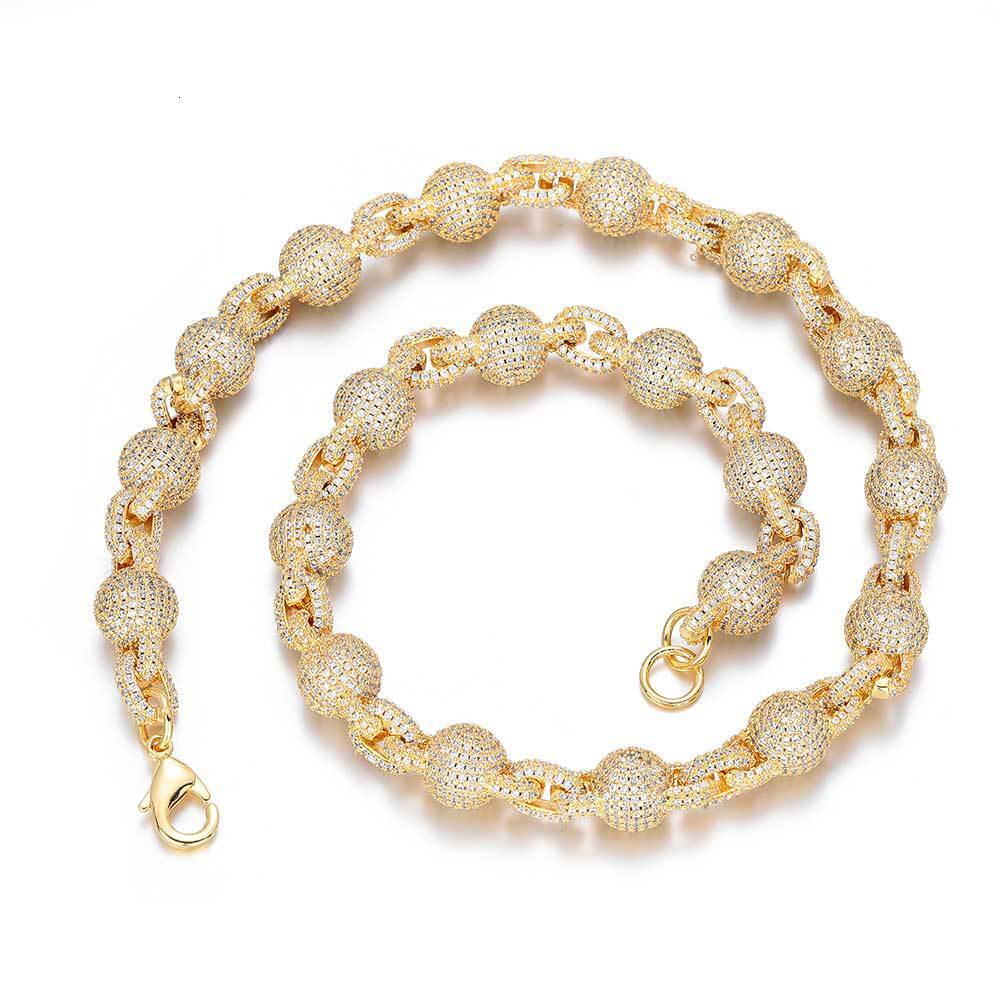Hip hop accessory S925 silver moissanite bubble bead chain necklace accessories mens necklace
