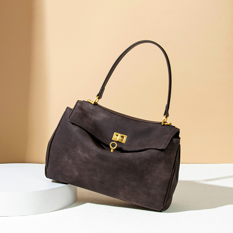 2025S Fashion Designer Autumn And Winter Suede Tote For Women Large Capacity Hand Held Armpit Bag High End Feel Frosted Versatile Kelly Bag
