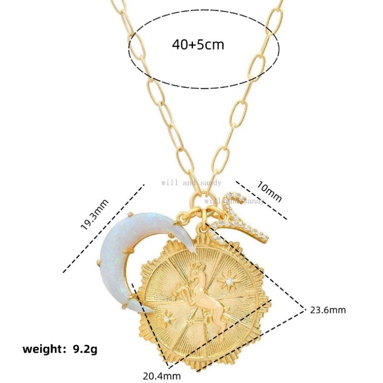 18k Gold Designer Necklaces Set 12 Horoscope Zodiac Sign Necklace Designer Opal Moon Charm Woman Girls Gold Chain Cubic Zirconia CZ Jewelry Valentine 