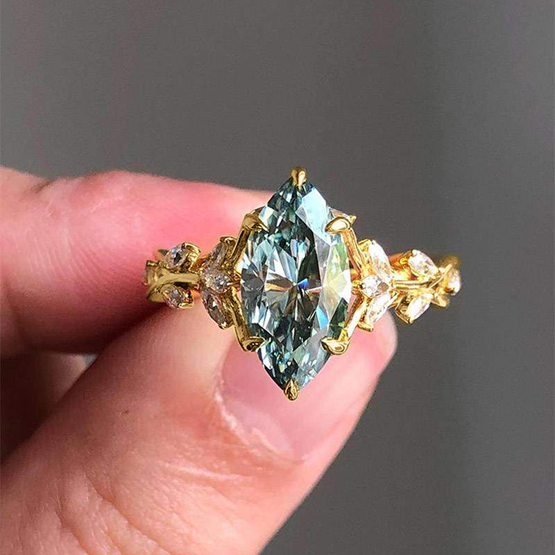 Choucong Ins Top Sell Wedding Rings Luxury Jewelry 18K Gold Fill Marquise Multi Color 5A Cubic Zircon CZ Diamond Women Leaf Vine Engagement Band Ring 