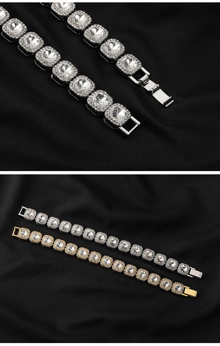 Hipster hip hop rap square dia Cuban chain accessories Upscale crystal cube full of dias new