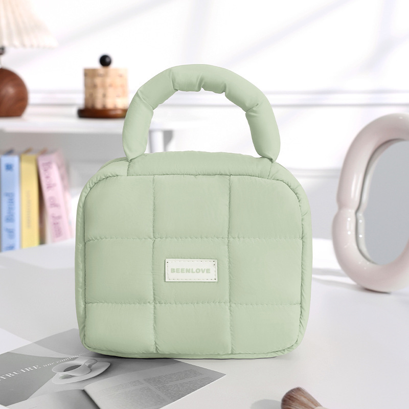 New puff square storage bag Macaron color girl soft hand makeup bag large capacity waterproof bag 2025
