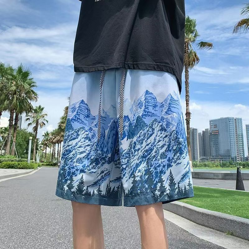 2025S Fashion Designer Four Sided Elastic New Summer Beach Pants Men S Trendy Brand Loose Five Inch Water Adjustable Quick Drying Shorts Couple Casual