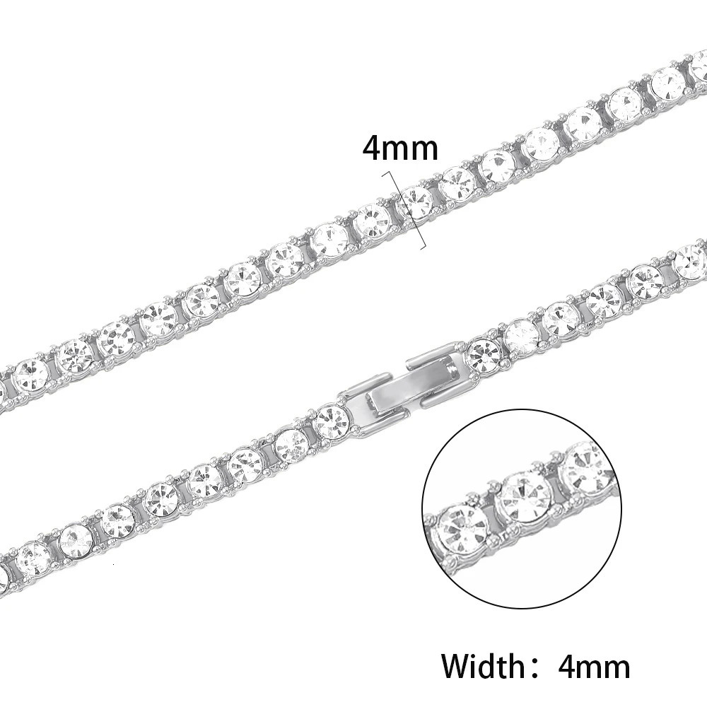 Classic 4MM Tennis Chain Ice Out Bracelet Mens Fashion Hip Hop Jewelry Womens 81618202430 Inch Necklace 250313