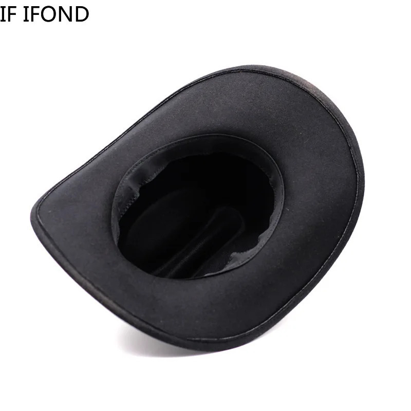 Vintage Western Cowboy Hat For Mens Gentleman Lady Jazz Cowgirl With Leather Wide Brim Cloche Church Sombrero Hombre Caps 250408