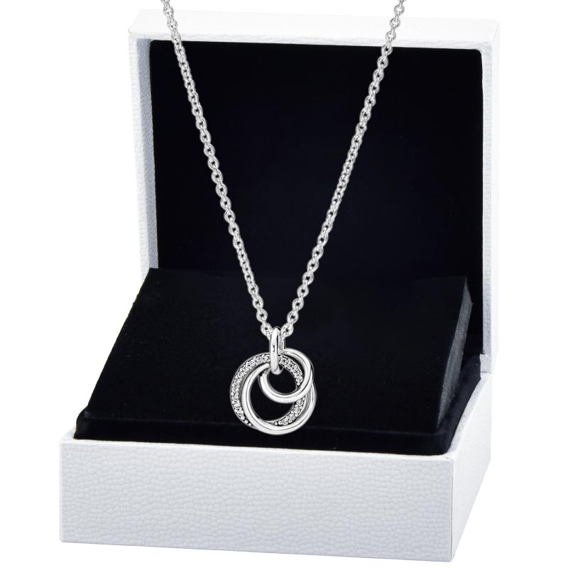 Family Always Encircled Pendant Sterling Sier Chain For Women Wedding Gift Jewelry Set Designer Necklace with Retail Box Top Quality Wholesale