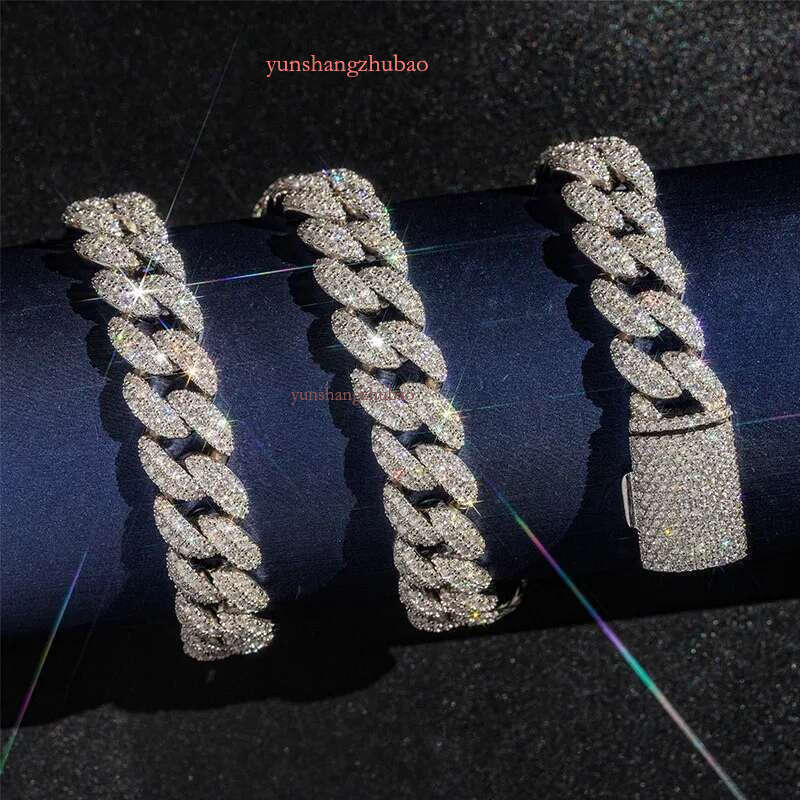 fashion pendant jewelry iced out hip hop miami k chains men women sier 15mm wide round shape vvs moissanite cuban necklaces and bracelets