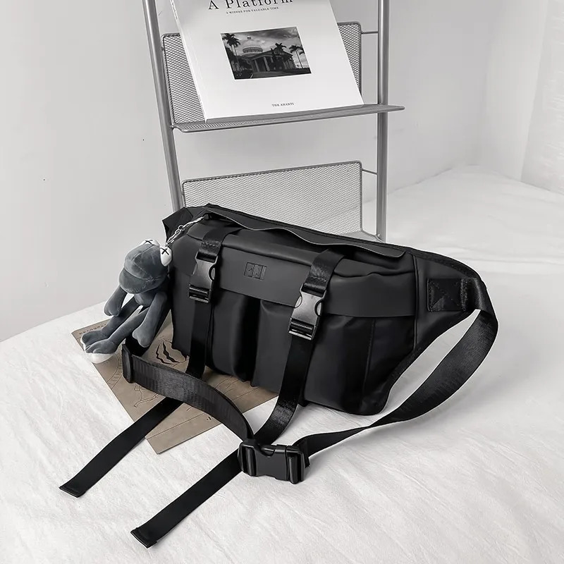 Womens waist bag large capacity unisex Fanny Pack Street Wear bag Hip Hop Crossbody Bag fashionable black waist belt waist bag 250318