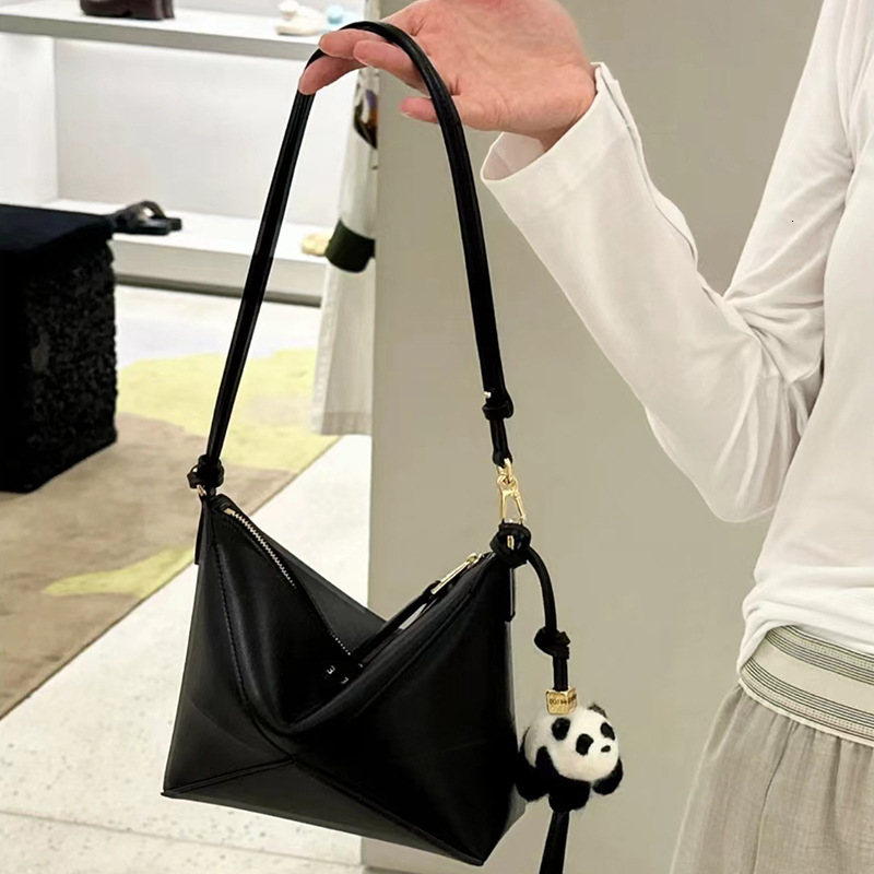 Cowhide Puzzle Pouch Mahjong Hammock Hobo Hanging Bed Underarm Gate Folding Geometry Bag Female 2025