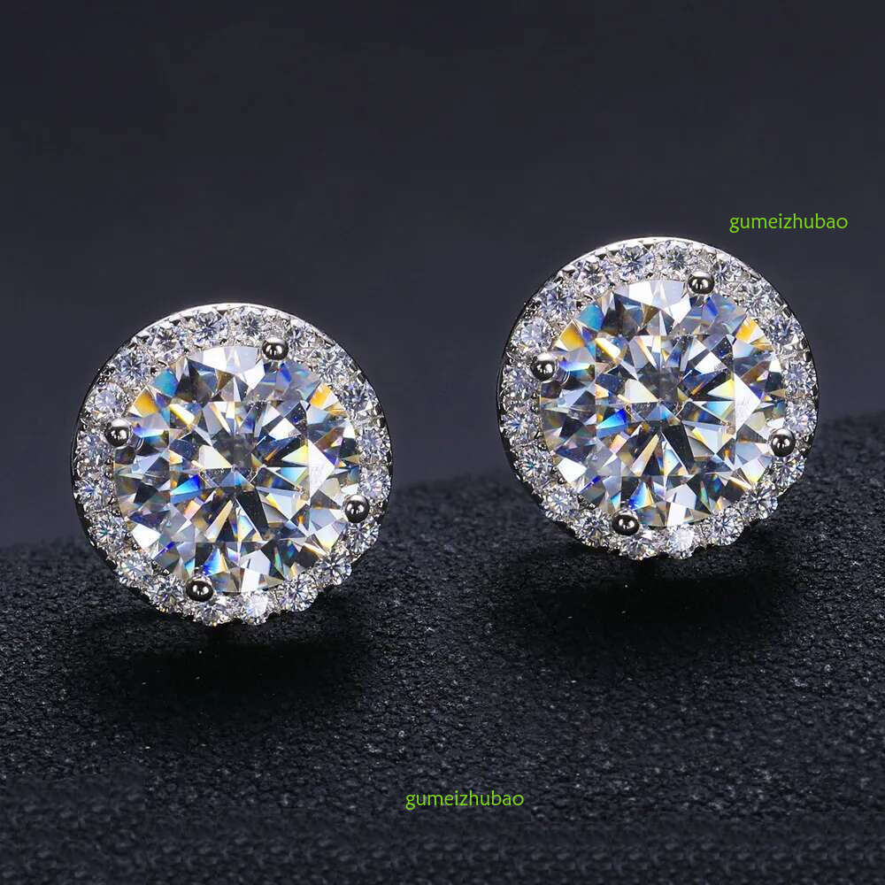 Fine Jewelry Screw Back Women Gold Plated Sterg Sier Iced Out VVS Moissanite Dia Halo Stud Earrings For Men