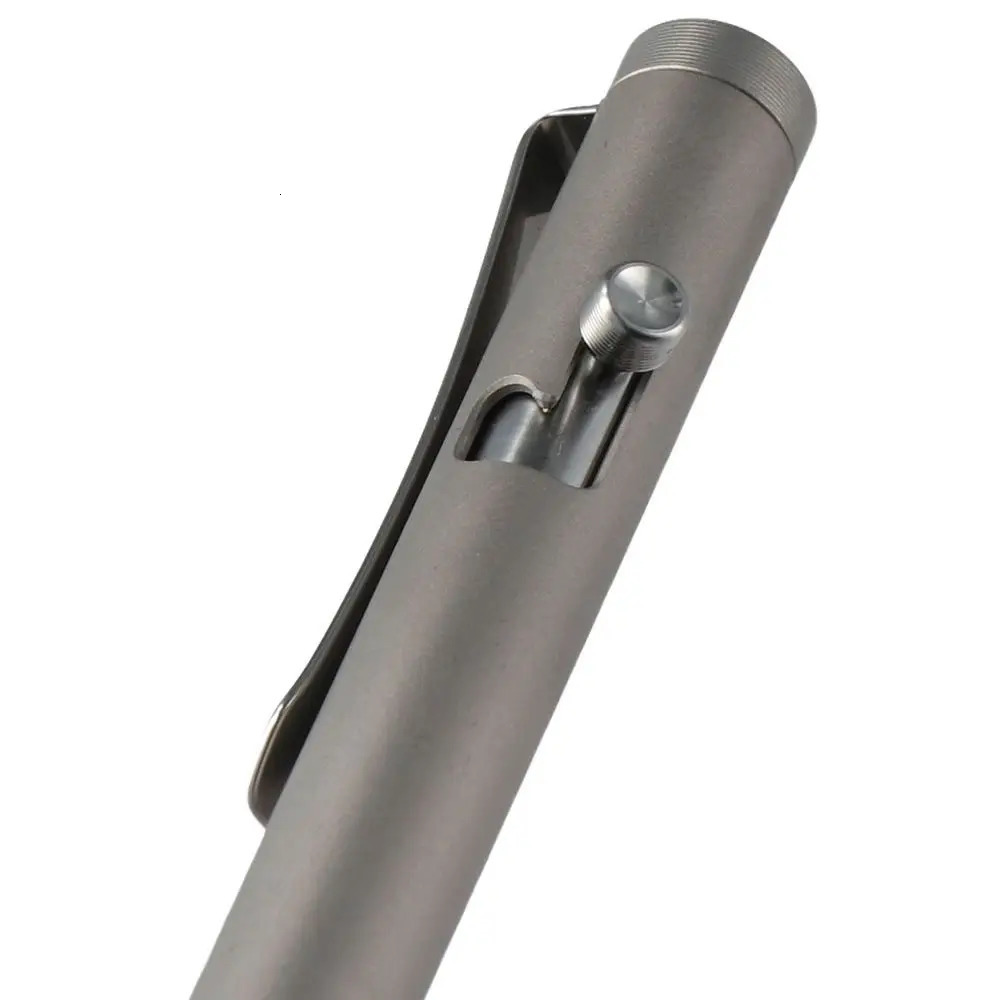 Grey Titanuim Alloy Bolt Action Pen Ballpoint Pen Easy Carry Daily Writing Use Pen Refillable Retractable Ballpoint Pens 250322