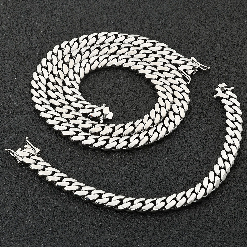 TOPGRILLZ Stainless Steel Gold Color Cuban Chain Faucet Button Hip Hop Fashion Jewelry For Gift 15MM
