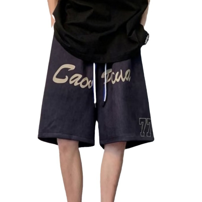 2025S Fashion Designer American Suede Men S Ins Trendy Straight Leg Basketball Sports Shorts Summer Loose Casual Five Quarter Pants Trend
