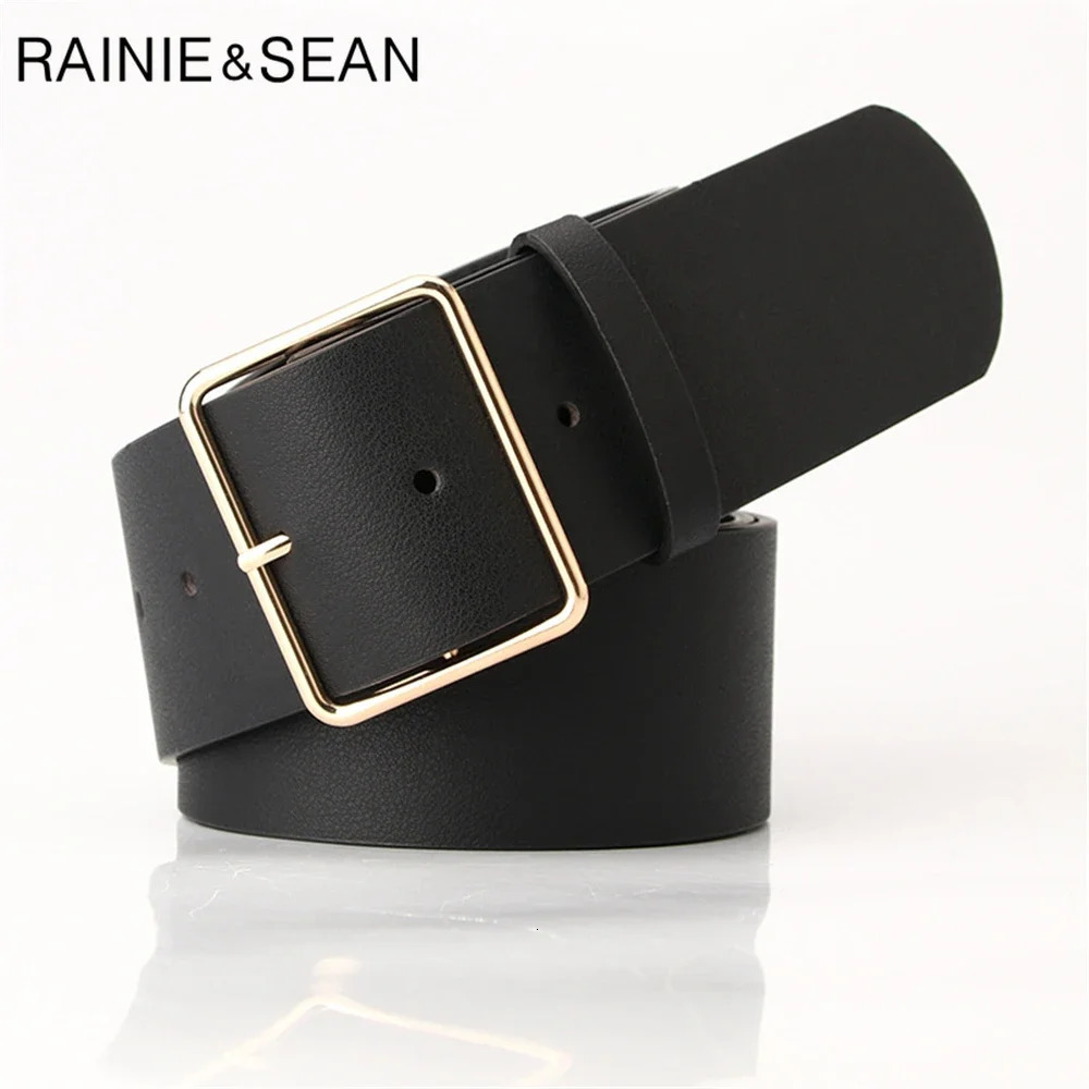 RAINIE SEAN Army Green Women Belt Ladies Waist Belt for Trousers Casual Pin Buckle Pu Leather Wide Belt Women Accessories 104cm 250322