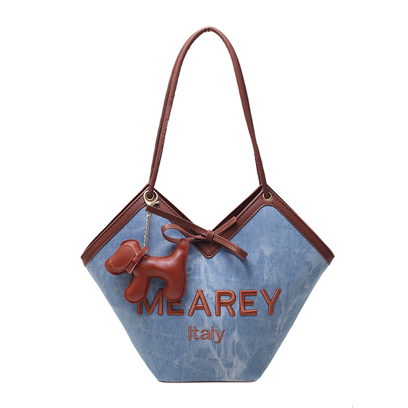 2025S Fashion Designer Small Niche Design Denim Blue Tote Casual Commuting Bag New Trendy And Versatile Shoulder Bag