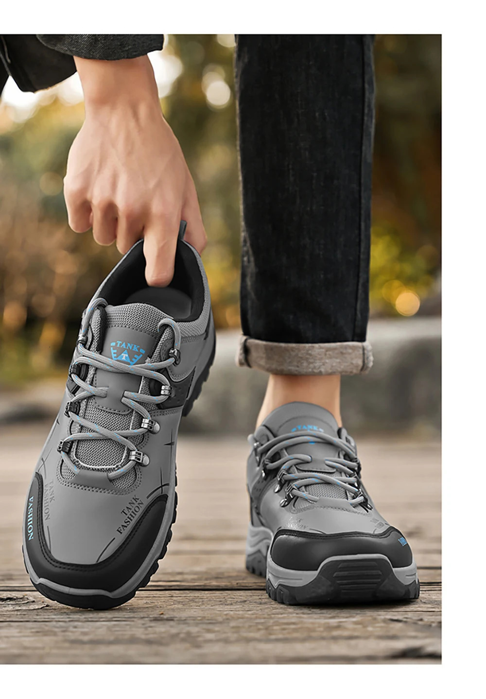 PU Leather Cargo Shoes For Men Waterproof Breathable Outdoor Mens Running Sneakers Anti-slippery Climbing Sport Shoes For Men 250322