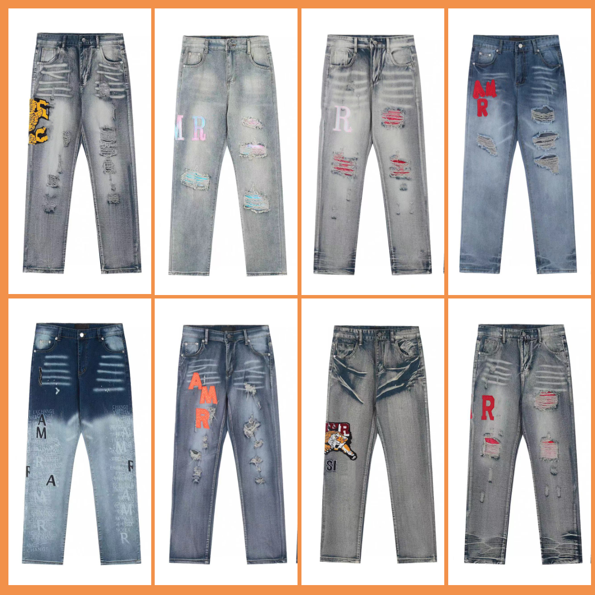 Jeans mens designer jean ripped denim pants hole cotton print hip hop pants casual streetwear casual designers joggers pant Jeans skinny Jeans high quality