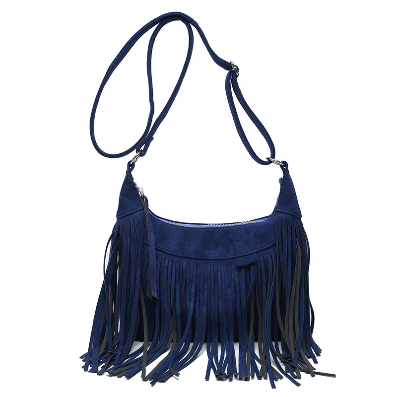 New American Bohemian fringe women's bag imitation deerskin vintage saddle bag Fashion Spice crossbody bag 2025