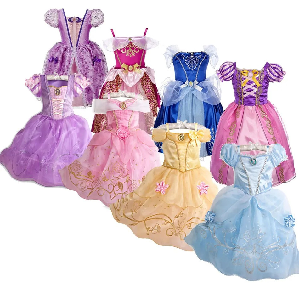 Childrens Princess Costume Party Fancy Flowers Vestido 2024 Christmas Birthday Carnival Dress up Long Haired Beauty Frog 250318
