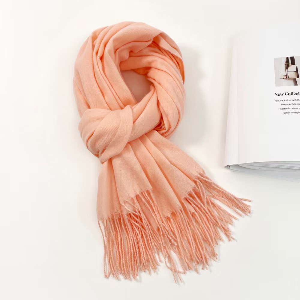 K210 Scarf Women Solid Color Imitation Cashmere Shawl Neck Warm Fashion Trend All-match Medium Length Scarf Women Short Beard Wholesale