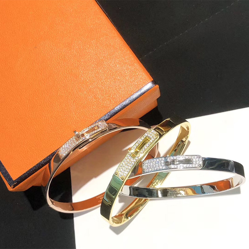 Bangle 2025 New Kelly H Bracelet Brand luxury crystal Bracelet for Womens Kelly Fashionable couple Bracelet designer Classic Steel 18k Gold Bracelet TT