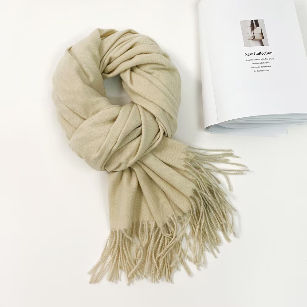 K210 Scarf Women Solid Color Imitation Cashmere Shawl Neck Warm Fashion Trend All-match Medium Length Scarf Women Short Beard Wholesale