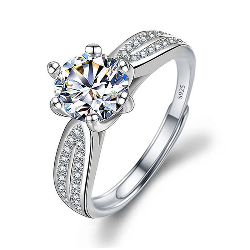 Women's PT950 Platinum 2 Mossanite Dia Ring, Simple Micro-Set Bull Head Design, Gift for Girlfriend.