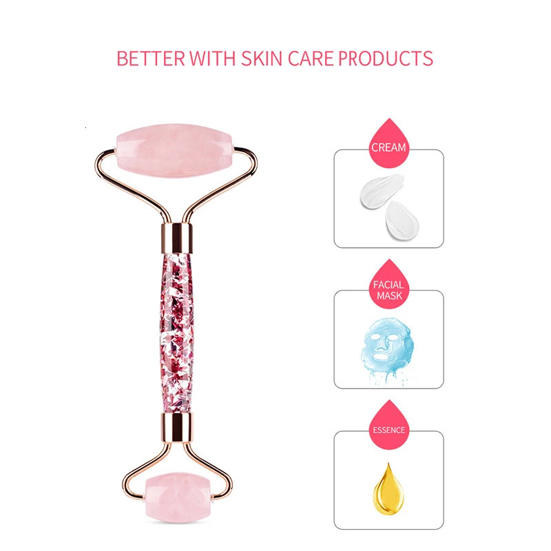2Pcs Natural Jade Roller Gua Sha Set Face Scraping Roller Massage Tool Jade Massager for Face Eye Neck Anti Aging Muscle Relax 250322