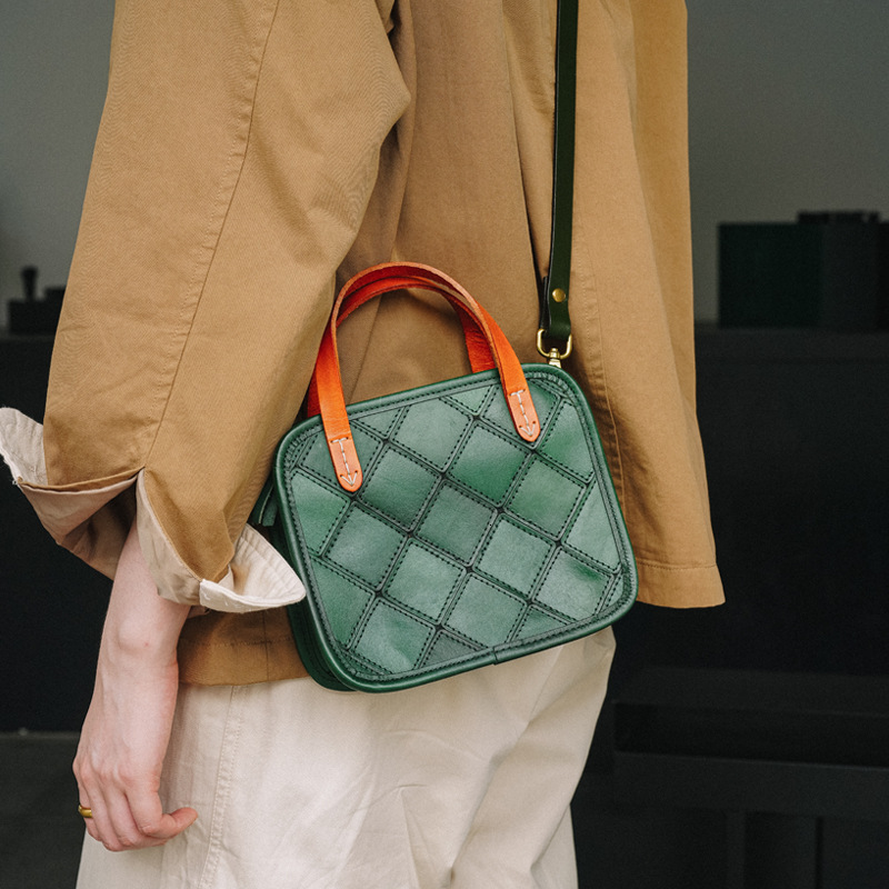 2025S Fashion Designer New Top Layer Cowhide Crossbody Vegetable Tanned Patchwork Shoulder Bag Handbag Genuine Leather Women S Bag